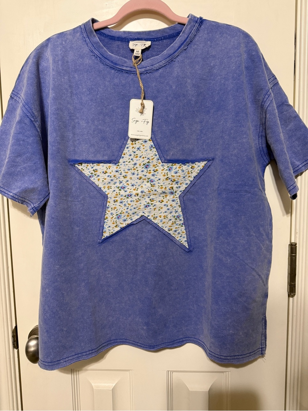 Sage & Ivy Blue Short-Sleeve Star Appliqué Tee